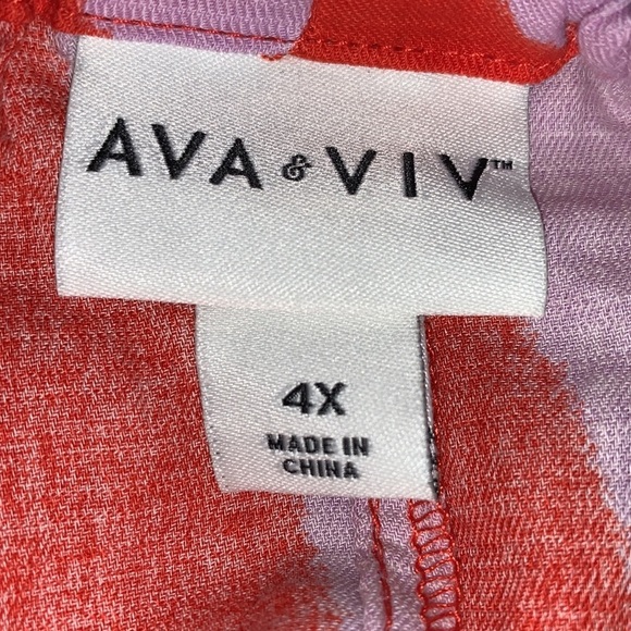 Ava & Viv Women's Plus Size Sleeveless Cross Back Woven Dress -Abstract Red - Picture 6 of 10